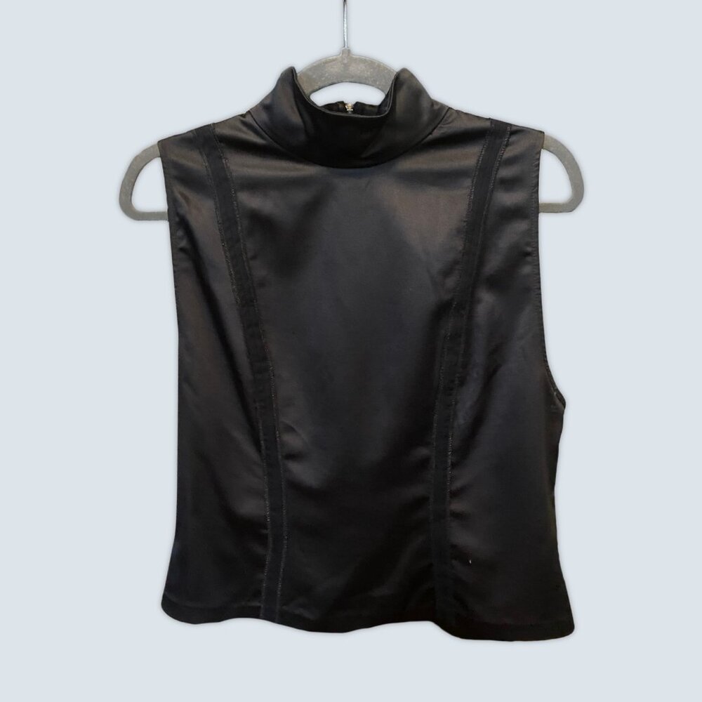 Zara Black fitted Turtleneck Tank Top Sz L